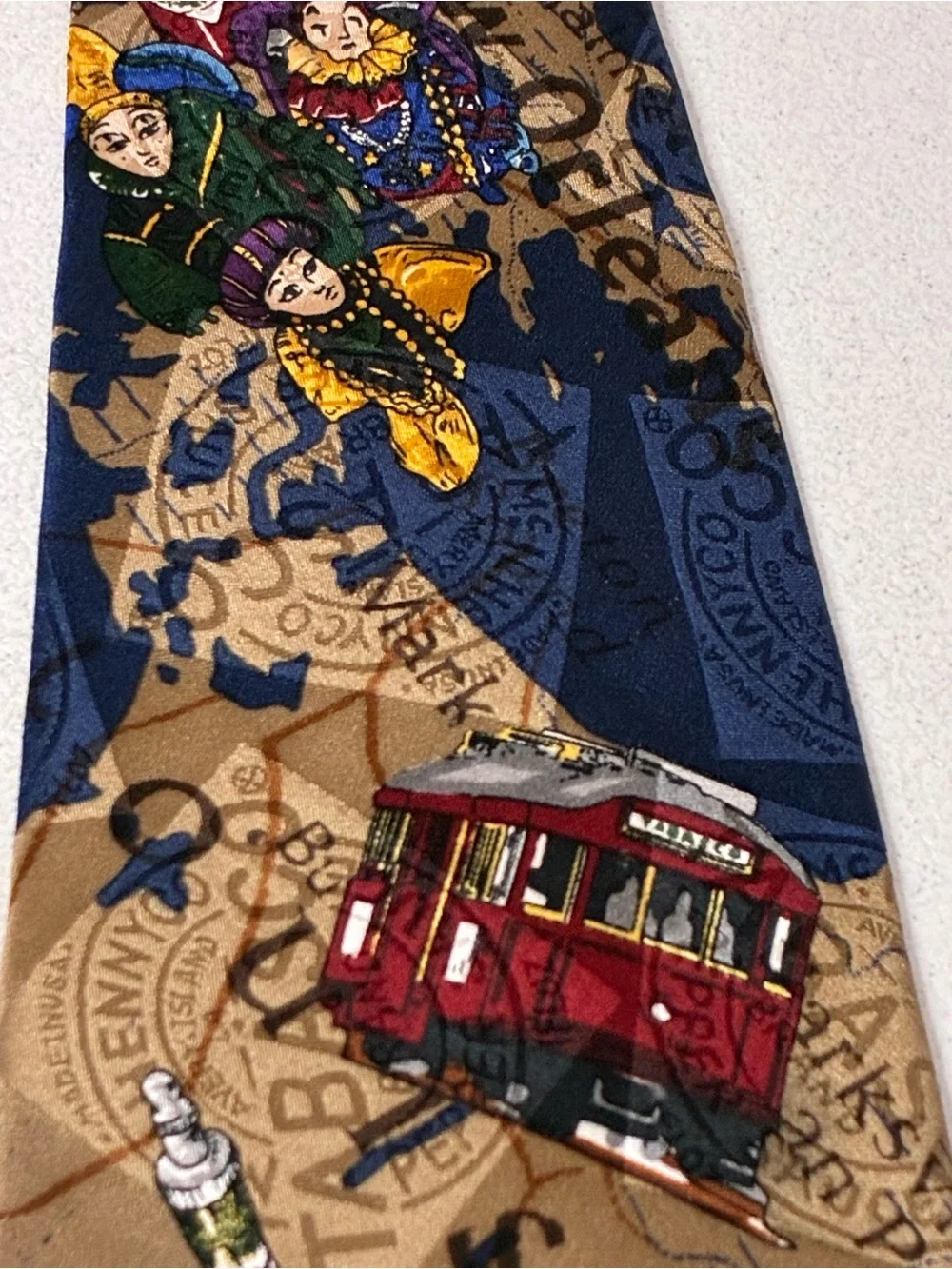 Tabasco Silk Tie Baton Rouge Mardi Gras Music Creole Whimsical